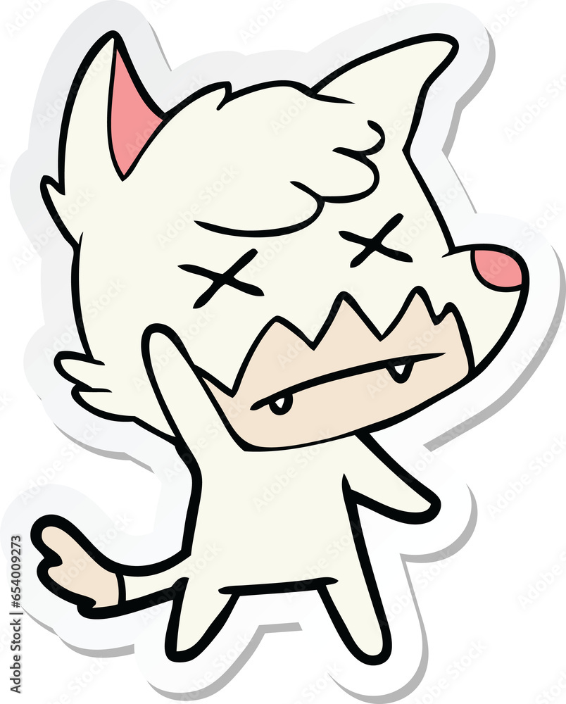 sticker of a cartoon dead fox sticker of a cartoon dead fox
