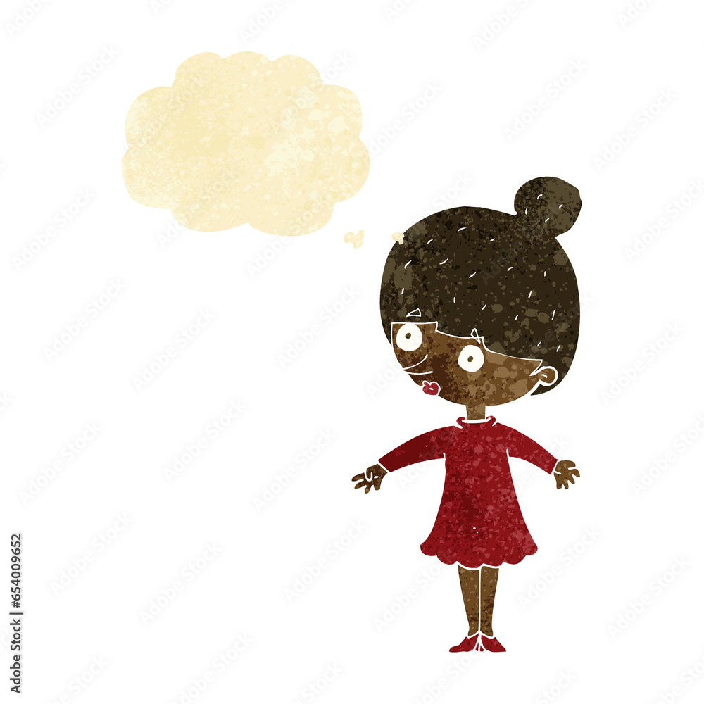 cartoon surprised woman with thought bubble cartoon surprised woman with thought bubble