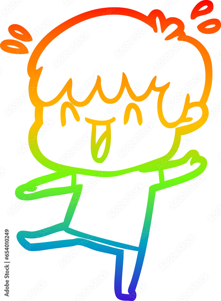 rainbow gradient line drawing of a cartoon laughing boy rainbow gradient line drawing of a cartoon laughing boy