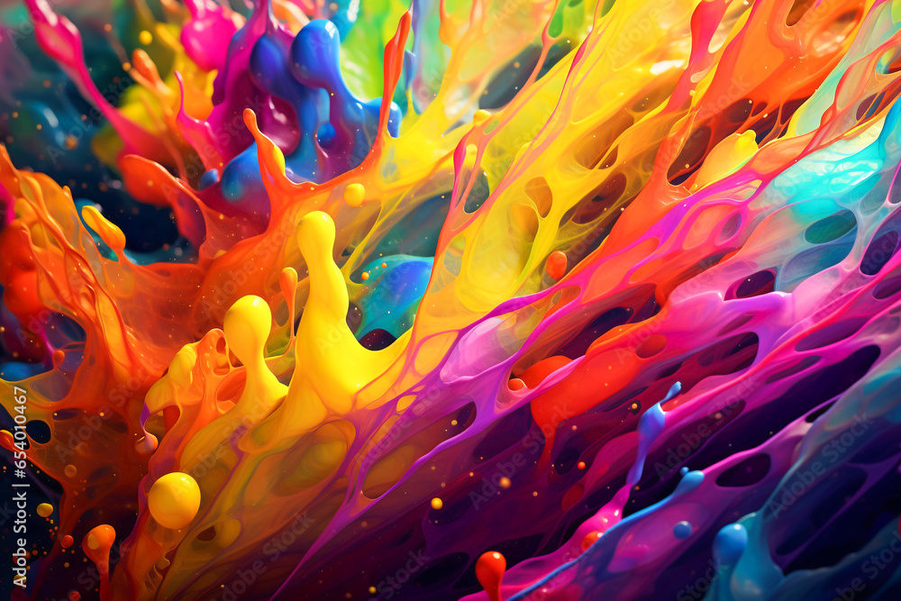 The image of colorful inks mixing together in a chemical reaction in liquid. Harmony of vivid colors, creativity, art exploration, design elements