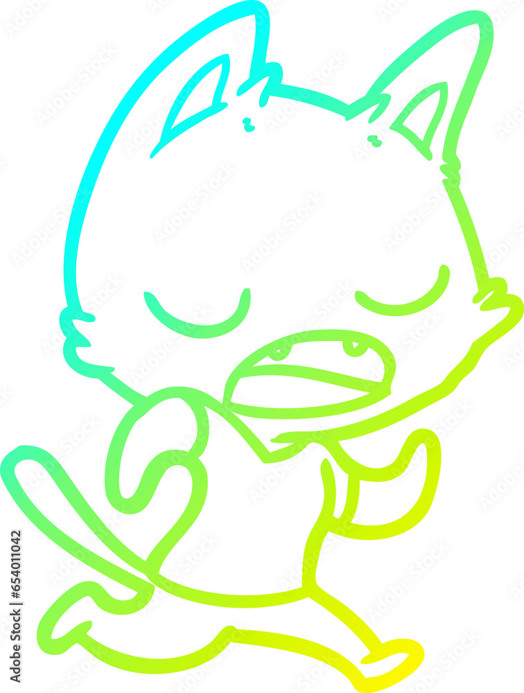 Obraz premium cold gradient line drawing of a talking cat cartoon
