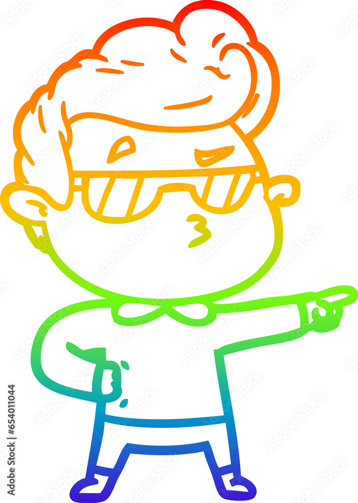 rainbow gradient line drawing of a cartoon cool guy rainbow gradient line drawing of a cartoon cool guy