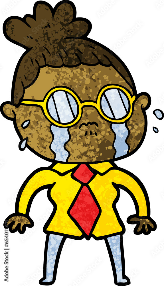 cartoon crying woman wearing spectacles cartoon crying woman wearing spectacles