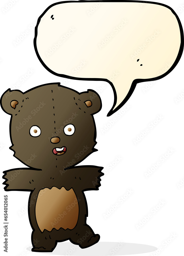 cartoon cute black bear cub with speech bubble cartoon cute black bear cub with speech bubble