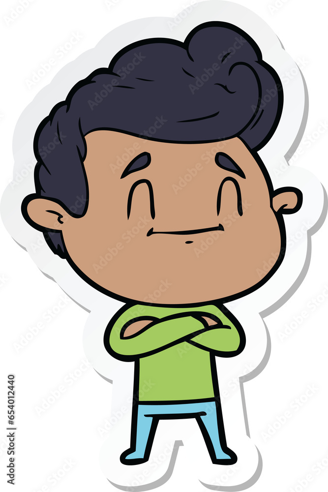 sticker of a happy cartoon man sticker of a happy cartoon man
