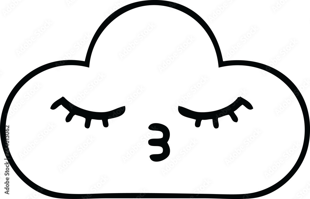 line drawing cartoon of a white cloud line drawing cartoon of a white cloud