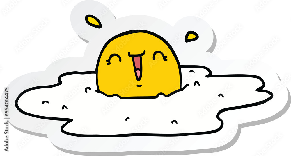 sticker of a cartoon fried egg sticker of a cartoon fried egg