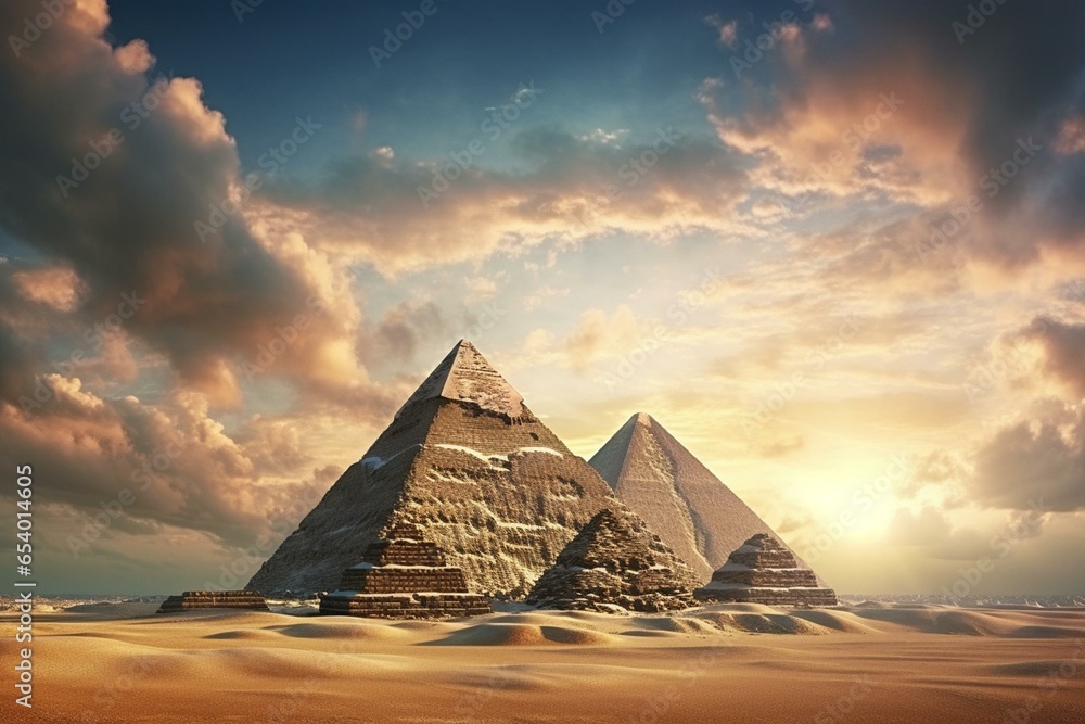 Ancient colossal structure in Egypt comprised of three pyramids: Great ...