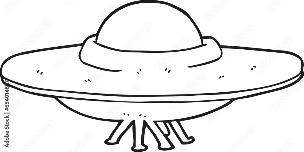 freehand drawn black and white cartoon flying saucer freehand drawn black and white cartoon flying saucer