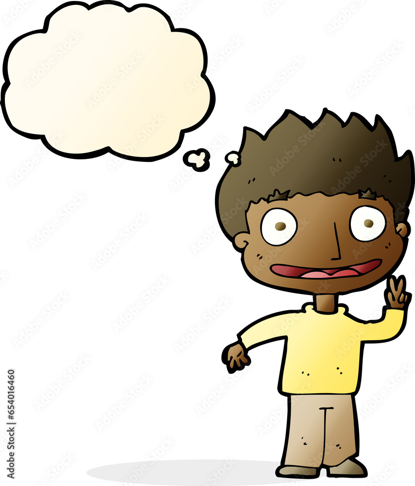 cartoon happy boy with thought bubble cartoon happy boy with thought bubble