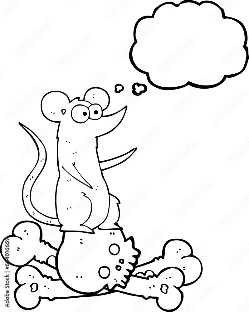 freehand drawn thought bubble cartoon rat on bones freehand drawn thought bubble cartoon rat on bones