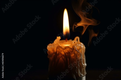 A mesmerizing close-up image of a flickering candle against a dark backdrop. Generative AI