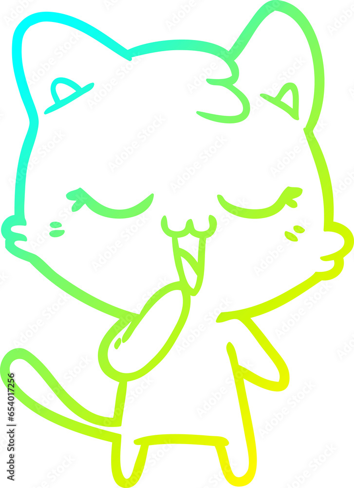cold gradient line drawing of a happy cartoon cat cold gradient line drawing of a happy cartoon cat