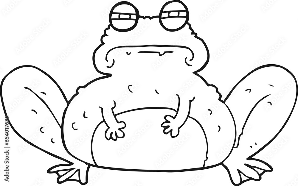 freehand drawn black and white cartoon frog freehand drawn black and white cartoon frog