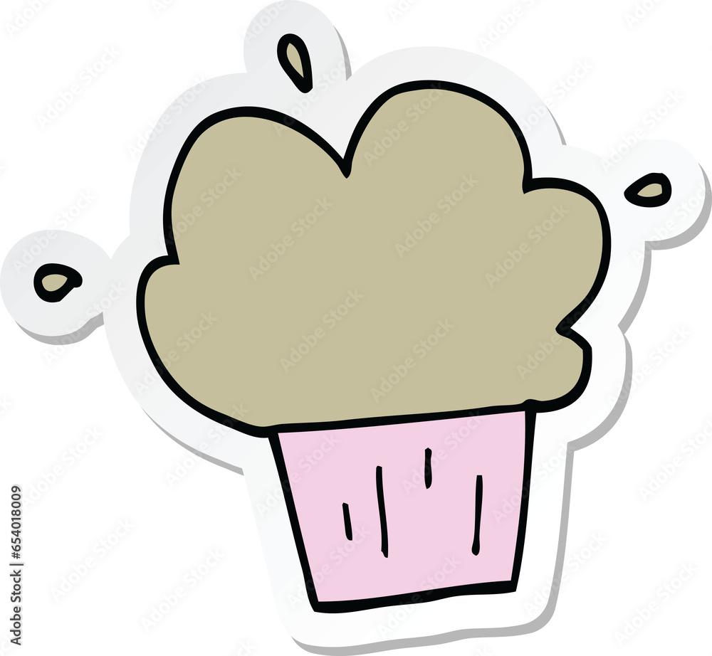 sticker of a cartoon cupcake sticker of a cartoon cupcake