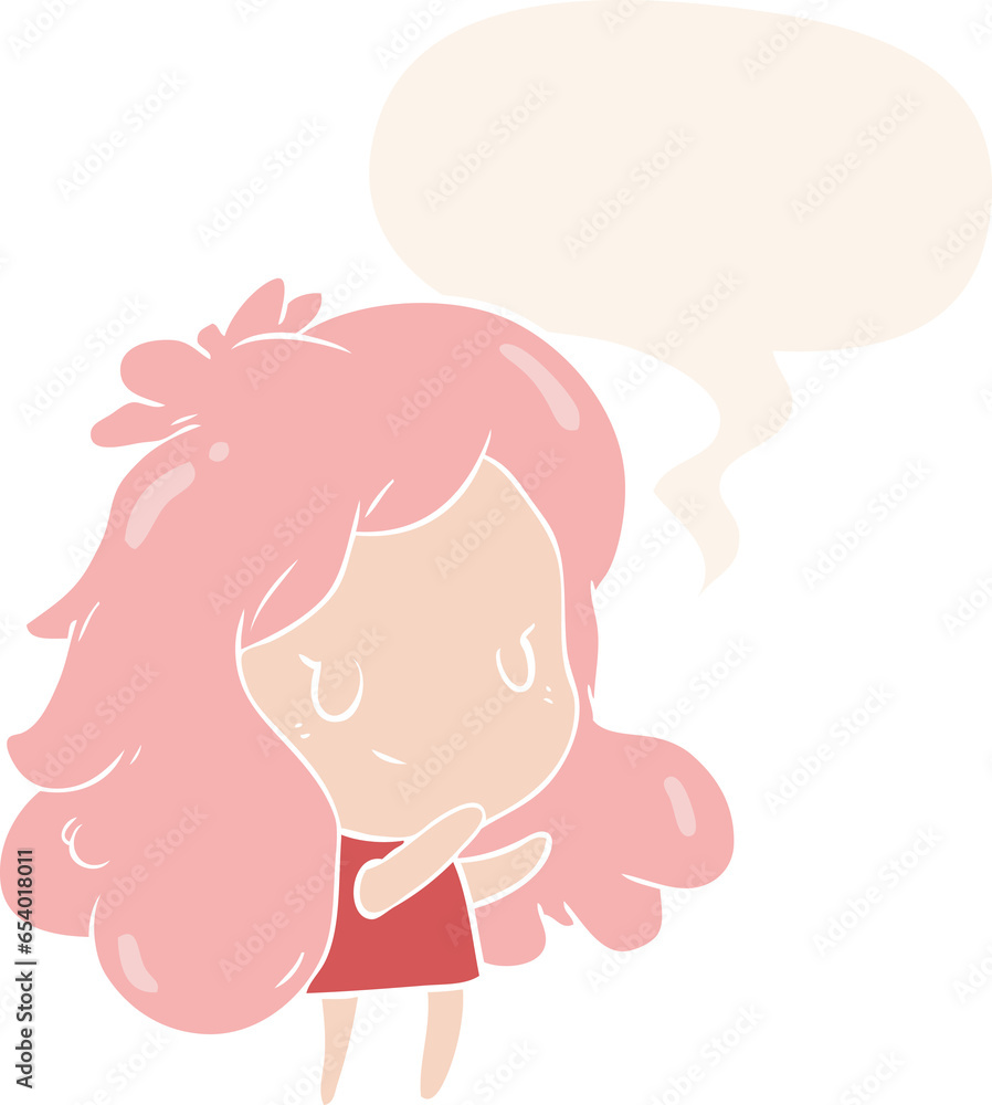 cute cartoon girl with speech bubble in retro style cute cartoon girl with speech bubble in retro style