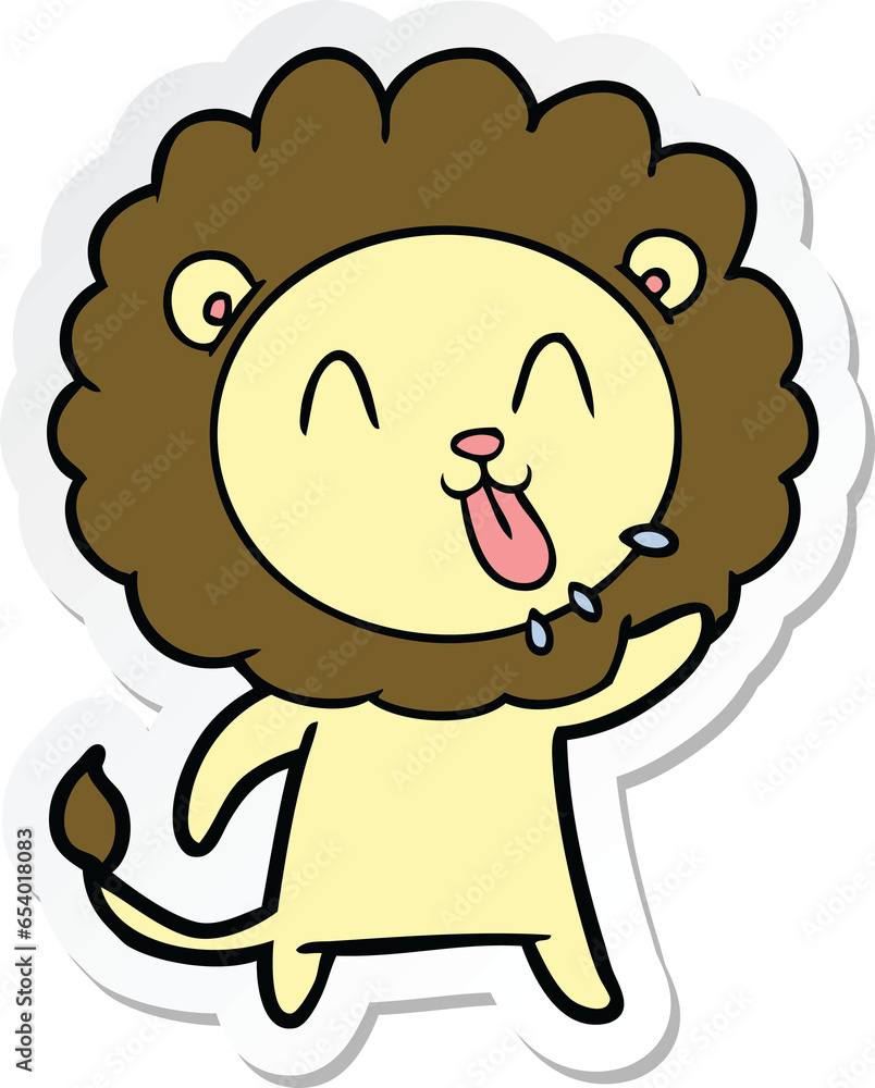 sticker of a happy cartoon lion sticker of a happy cartoon lion