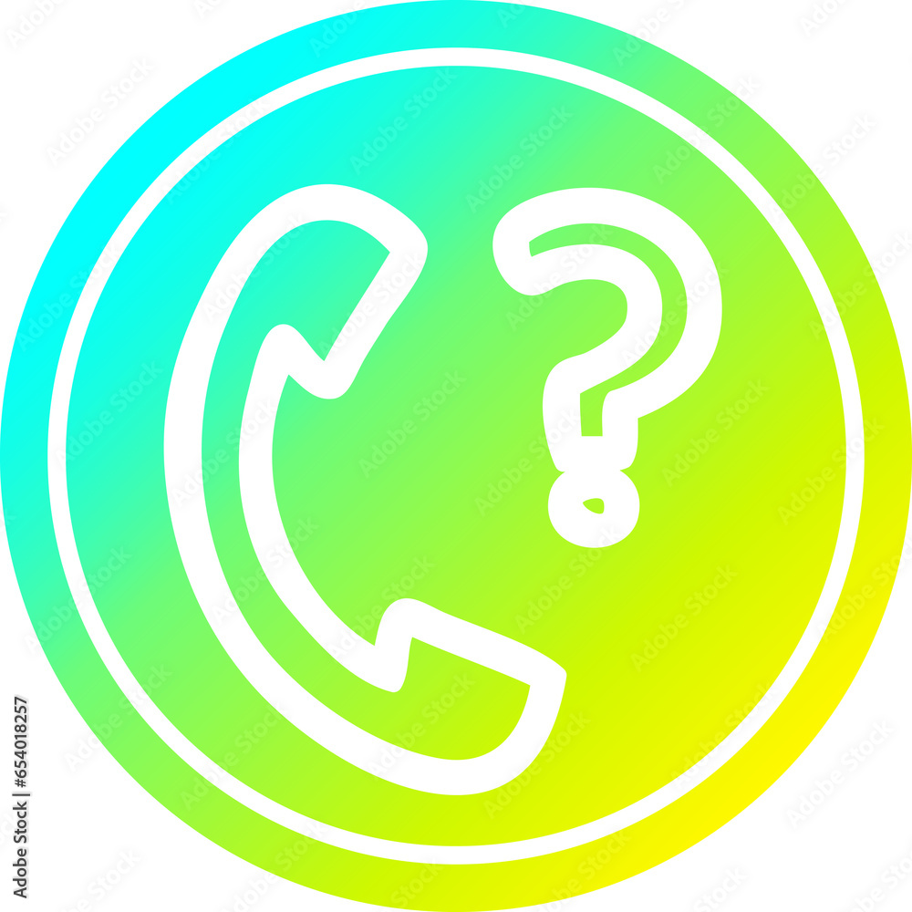 telephone handset with question mark circular icon with cool gradient finish telephone handset with question mark circular icon with cool gradient finish