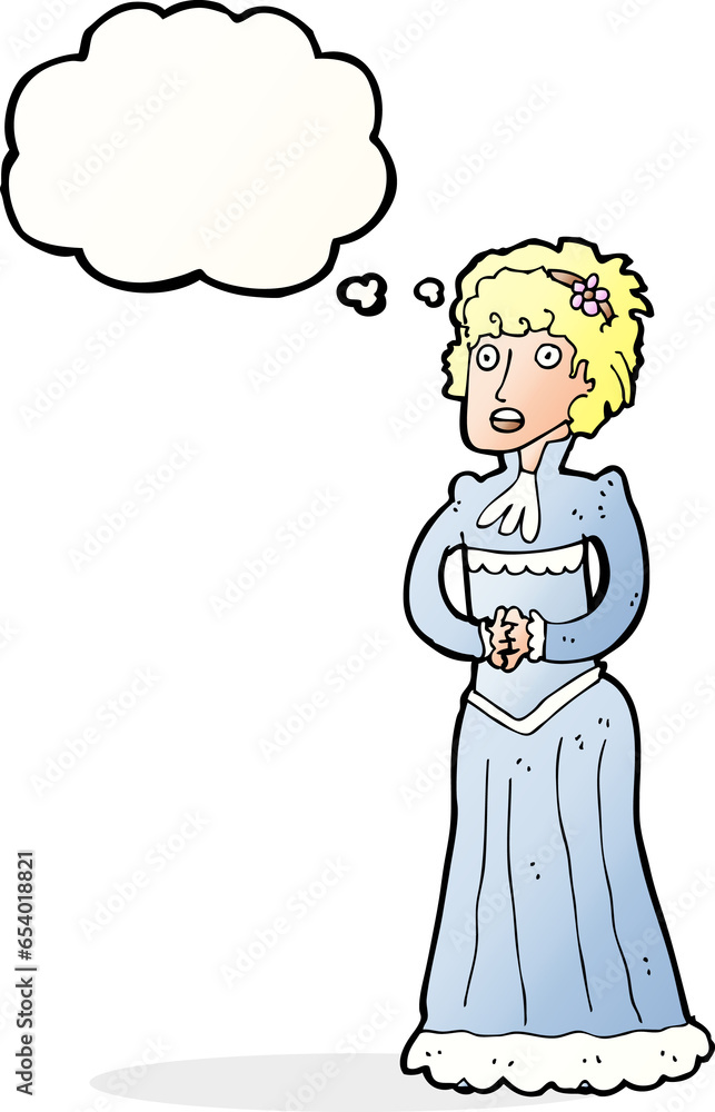cartoon shocked victorian woman with thought bubble cartoon shocked victorian woman with thought bubble