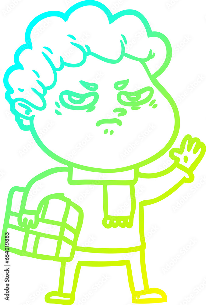 cold gradient line drawing of a cartoon angry man cold gradient line drawing of a cartoon angry man