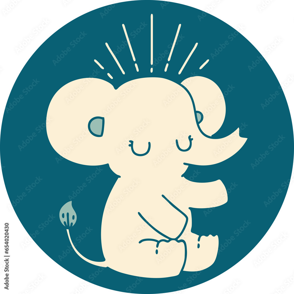 icon of a tattoo style cute elephant icon of a tattoo style cute elephant