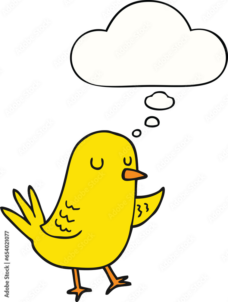 cartoon bird with thought bubble cartoon bird with thought bubble