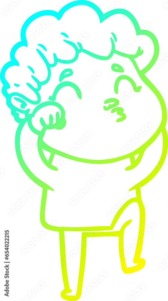 cold gradient line drawing of a cartoon man pouting cold gradient line drawing of a cartoon man pouting
