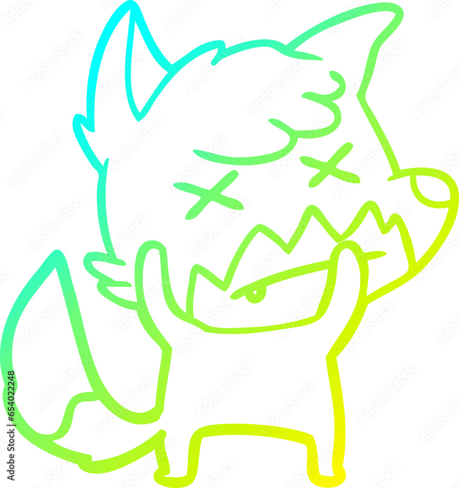 cold gradient line drawing of a cartoon dead fox cold gradient line drawing of a cartoon dead fox