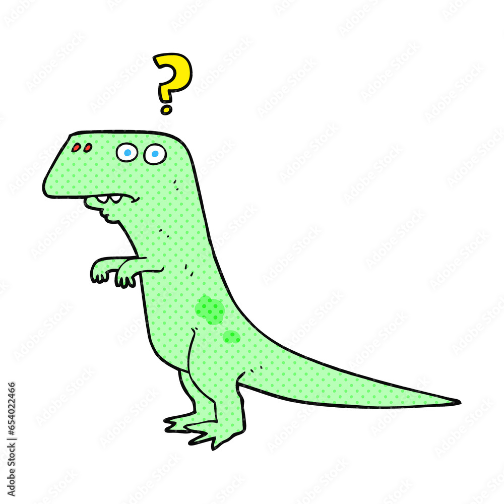 Fototapeta premium freehand drawn cartoon confused dinosaur