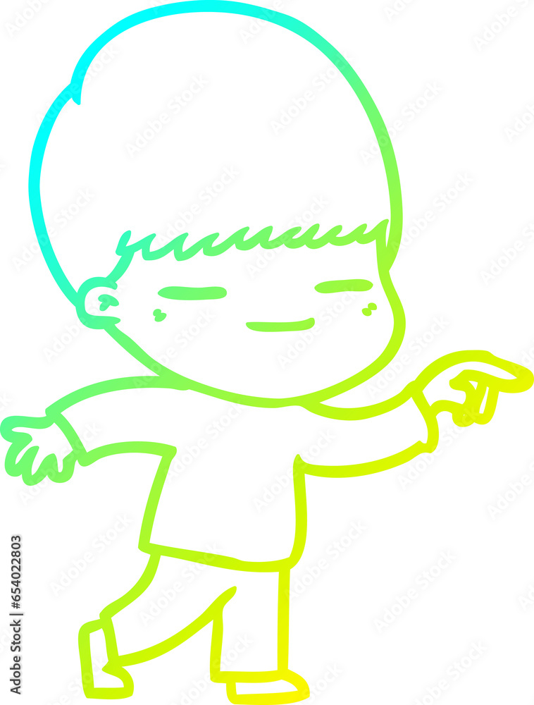 cold gradient line drawing of a cartoon smug boy cold gradient line drawing of a cartoon smug boy