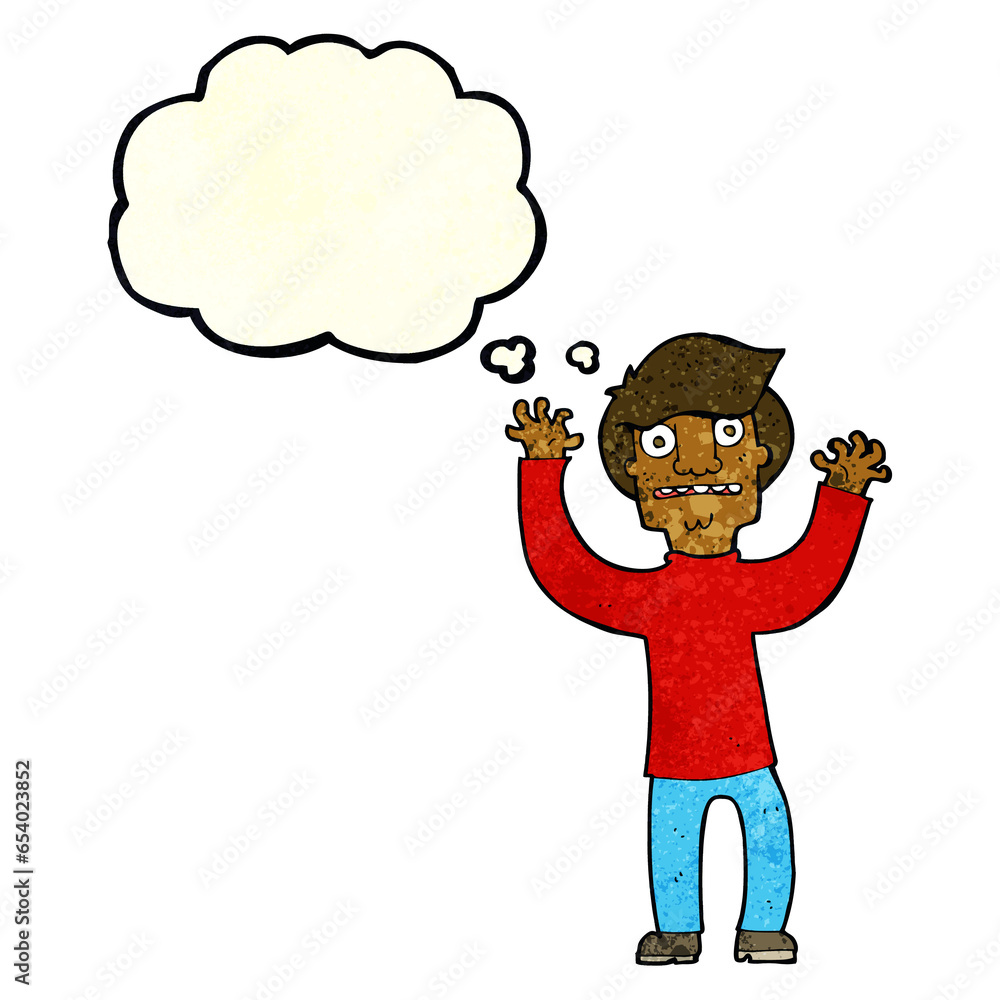 cartoon terrified man with thought bubble cartoon terrified man with thought bubble