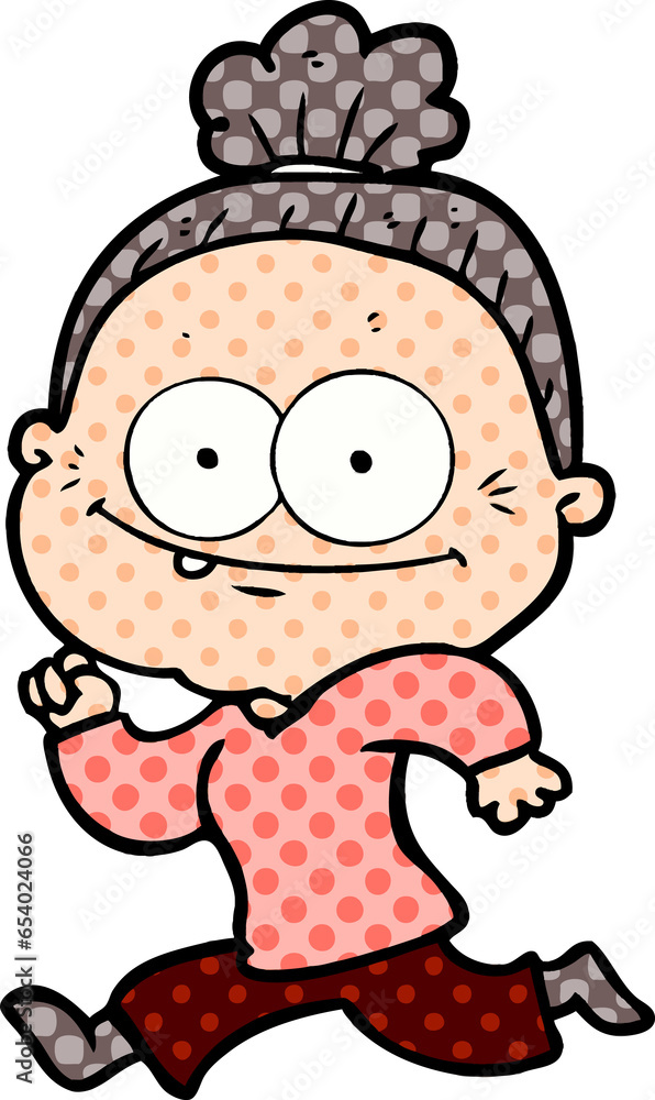 Obraz premium cartoon happy old woman