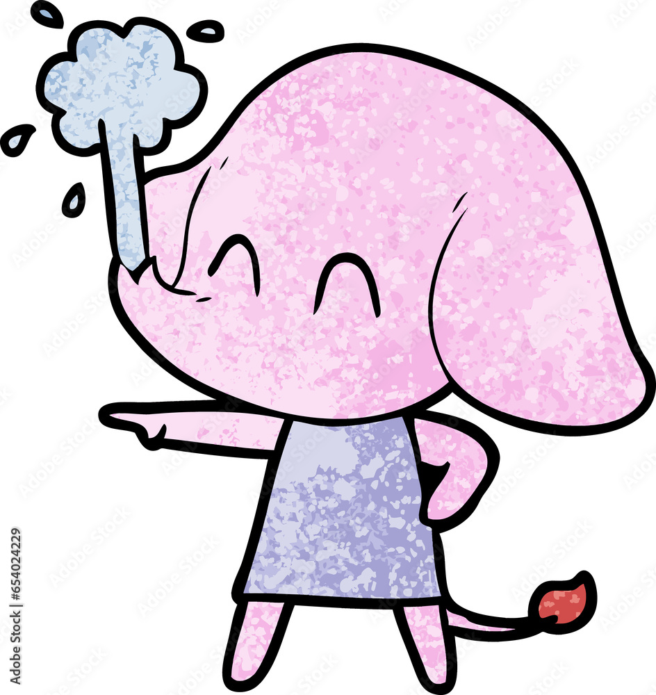 cute cartoon elephant spouting water