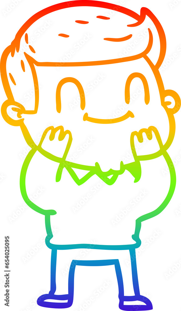 rainbow gradient line drawing of a cartoon friendly man rainbow gradient line drawing of a cartoon friendly man