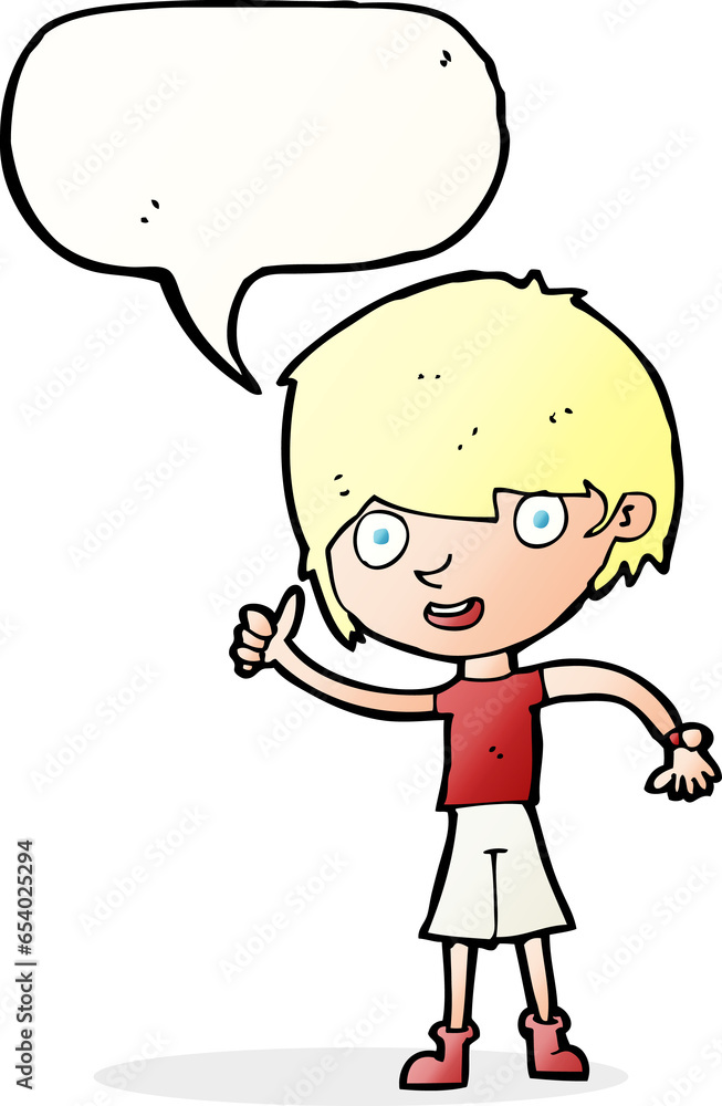cartoon boy with positive attitude with speech bubble cartoon boy with positive attitude with speech bubble