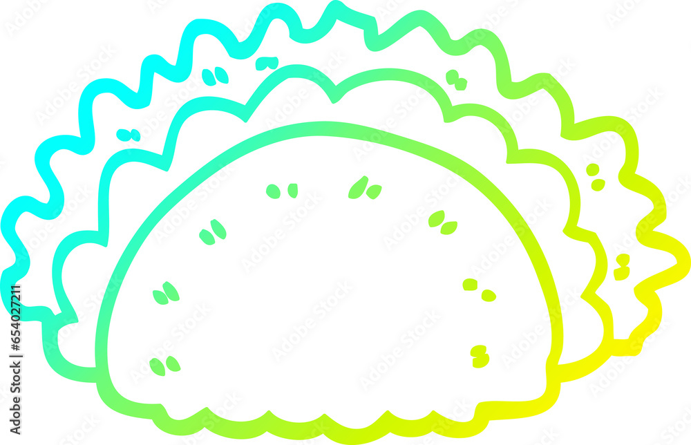 cold gradient line drawing of a cartoon taco cold gradient line drawing of a cartoon taco