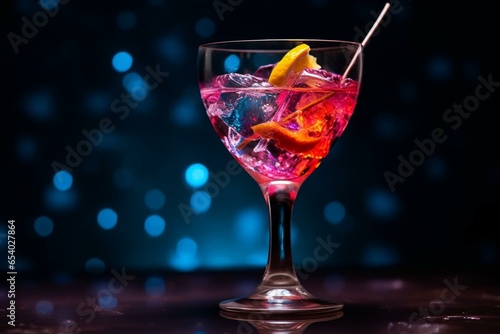 colorful cocktail on dark backdrop. Generative AI