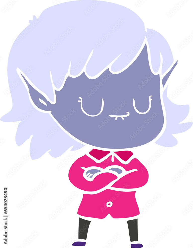 happy flat color style cartoon elf girl happy flat color style cartoon elf girl