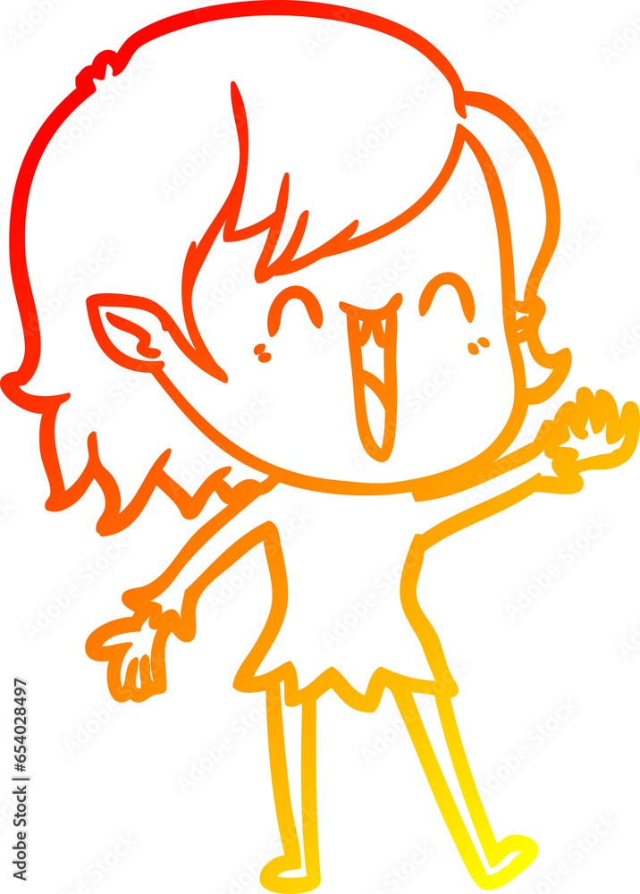 warm gradient line drawing of a cute cartoon happy vampire girl warm gradient line drawing of a cute cartoon happy vampire girl
