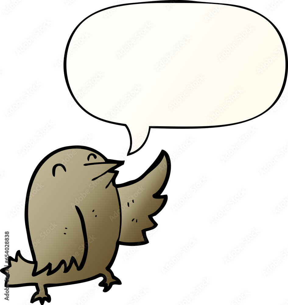 Fototapeta premium cartoon bird with speech bubble in smooth gradient style