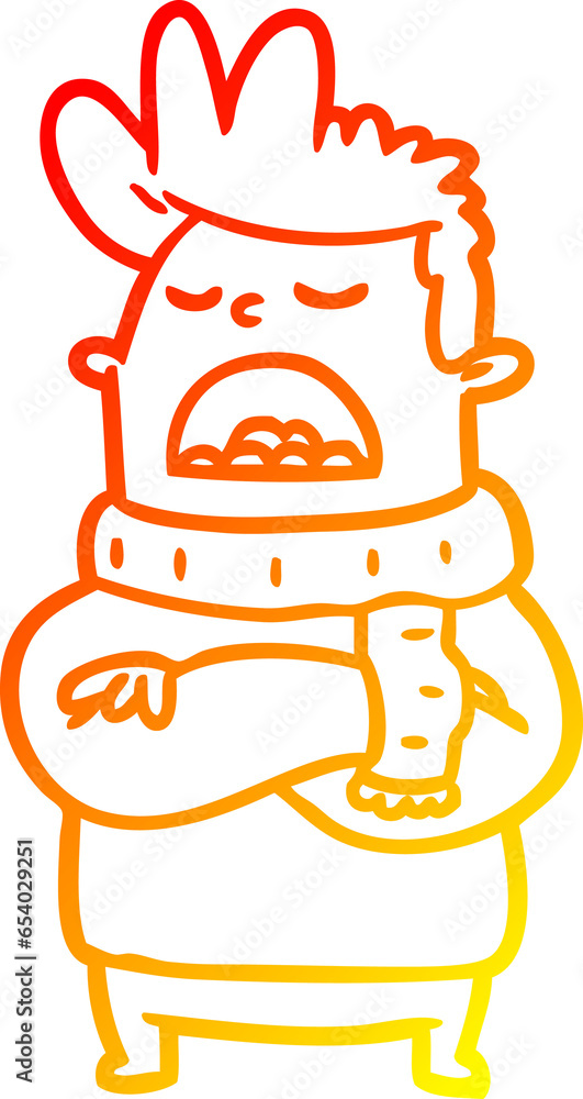 warm gradient line drawing of a obnoxious man in winter clothes warm gradient line drawing of a obnoxious man in winter clothes