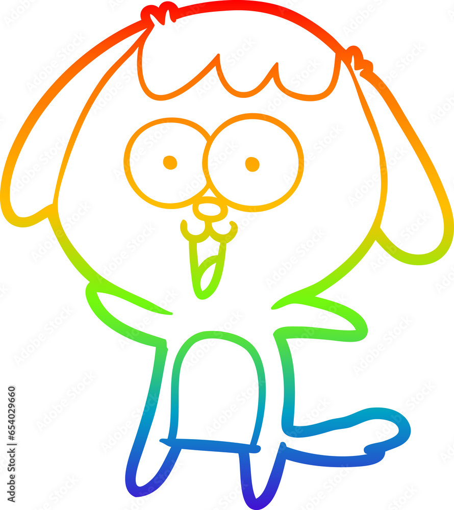 Obraz premium rainbow gradient line drawing of a cute cartoon dog