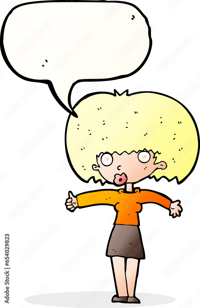 cartoon woman giving thumbs up symbol with speech bubble cartoon woman giving thumbs up symbol with speech bubble
