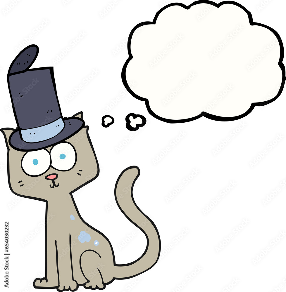 Obraz premium freehand drawn thought bubble cartoon cat