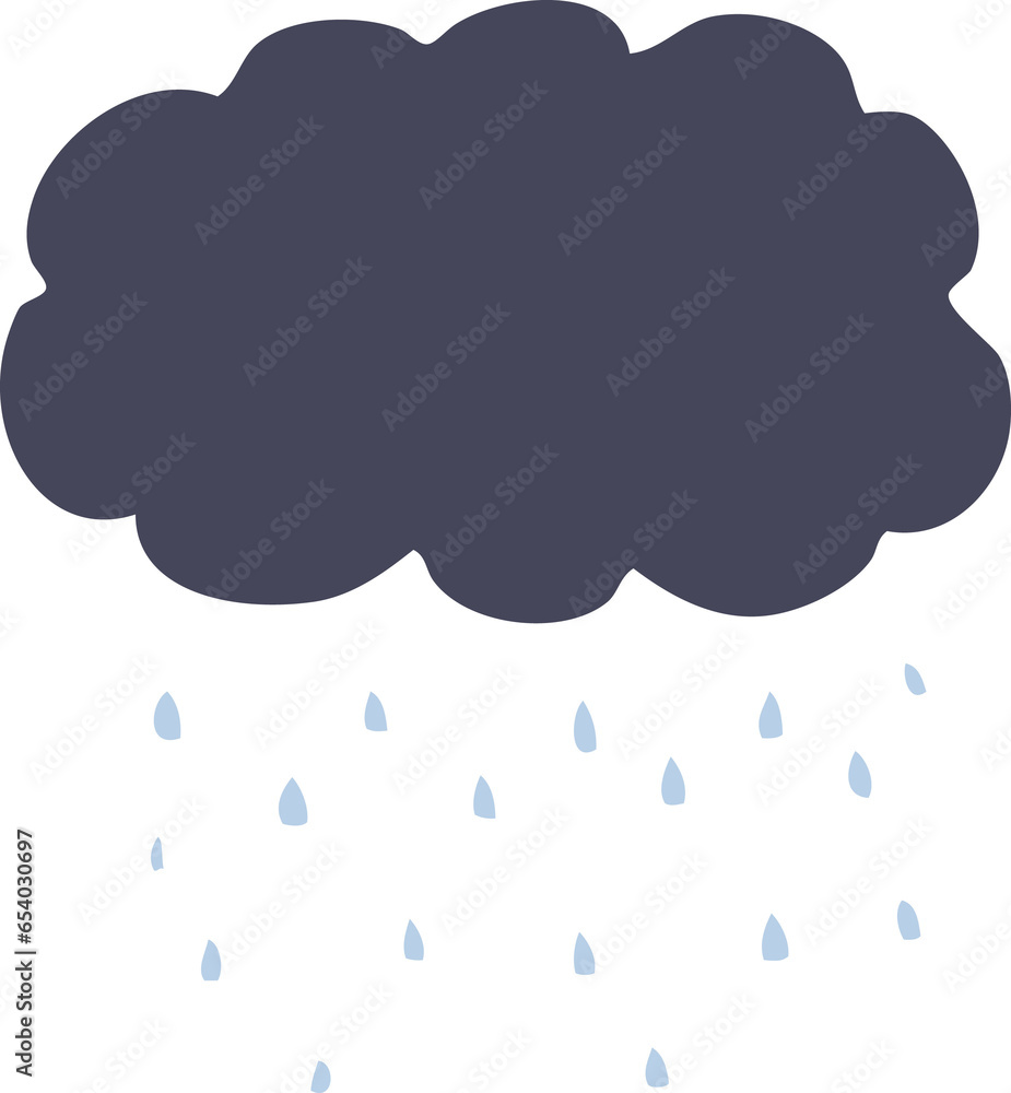 Fototapeta premium flat color style cartoon cloud raining