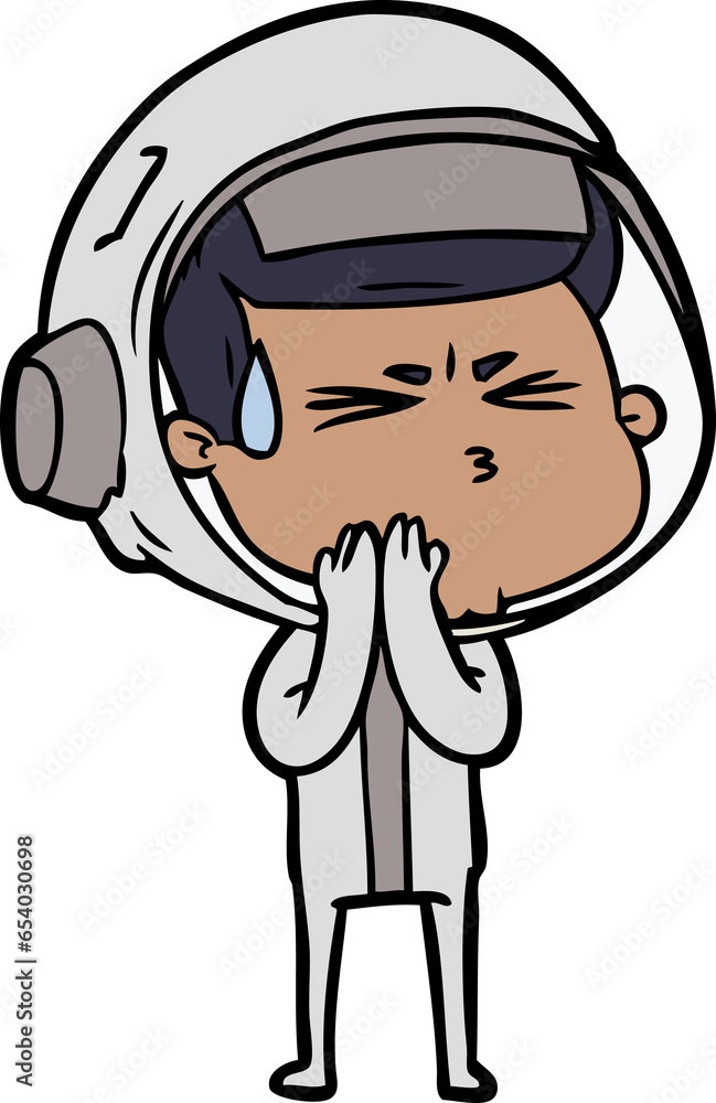 cartoon stressed astronaut