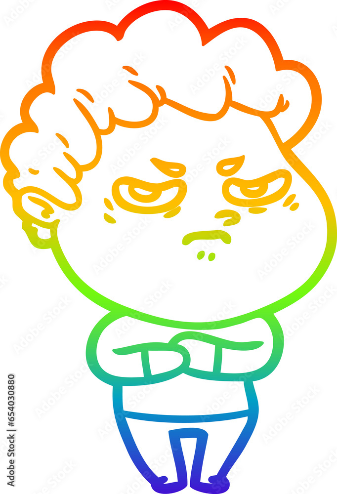 rainbow gradient line drawing of a cartoon angry man rainbow gradient line drawing of a cartoon angry man