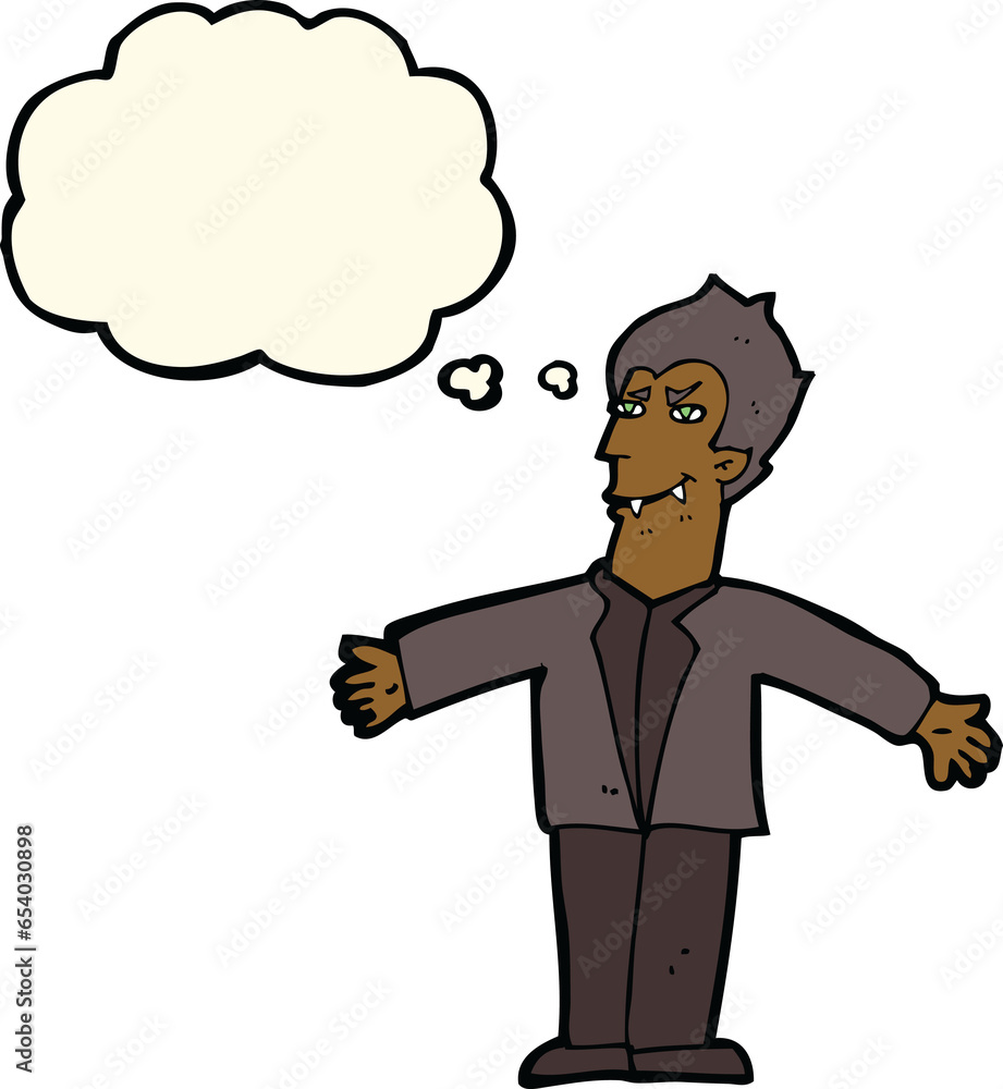cartoon vampire man with open arms with thought bubble cartoon vampire man with open arms with thought bubble