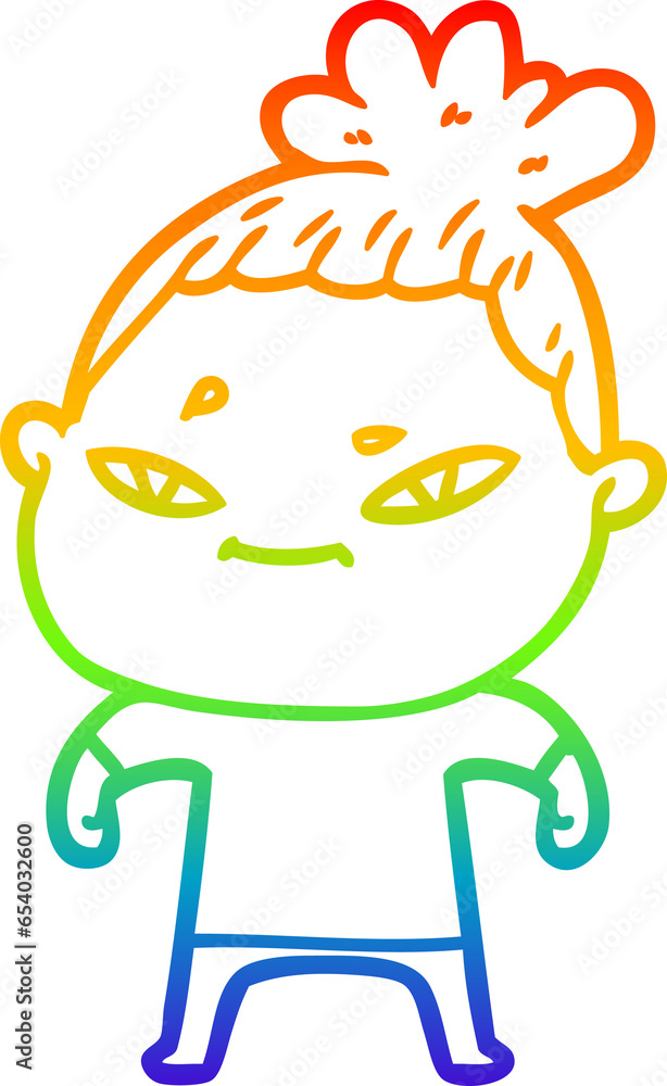 rainbow gradient line drawing of a cartoon woman rainbow gradient line drawing of a cartoon woman