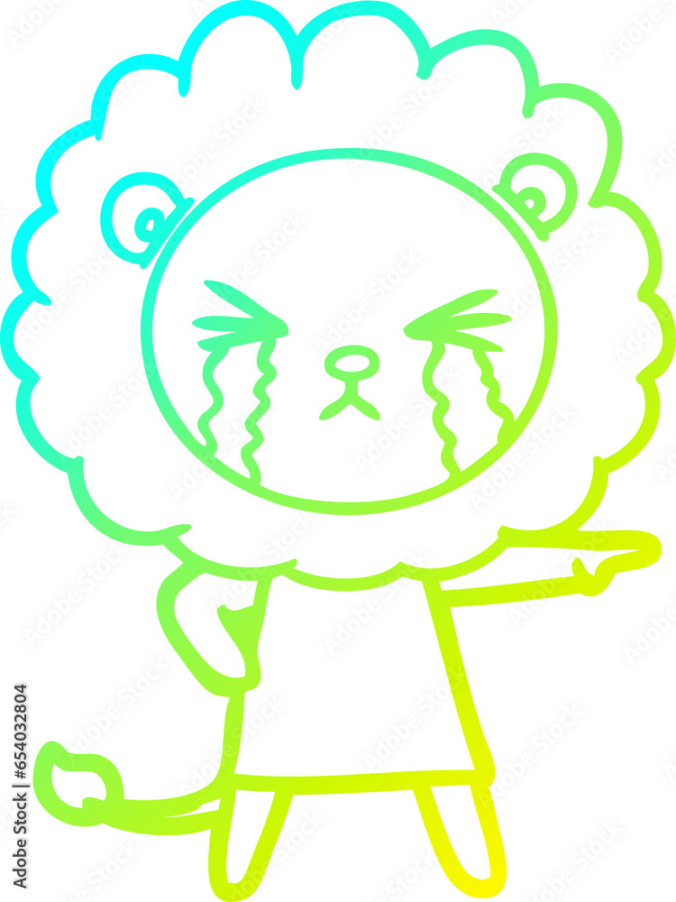 cold gradient line drawing of a cartoon crying lion wearing dress cold gradient line drawing of a cartoon crying lion wearing dress